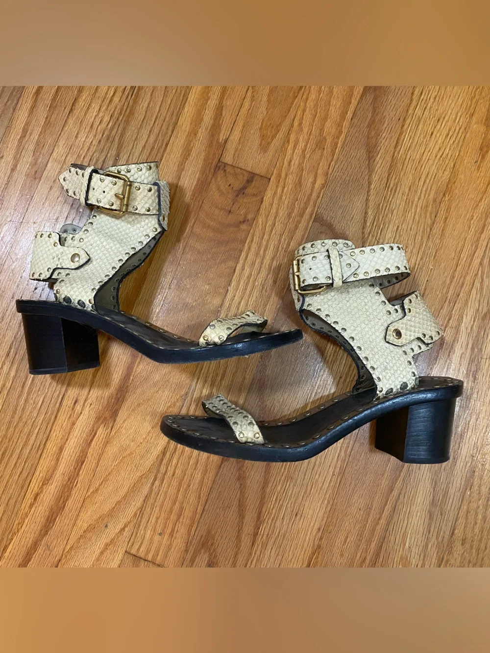 Isabel Marant Women’s Cream Studded Block Heel Sandals